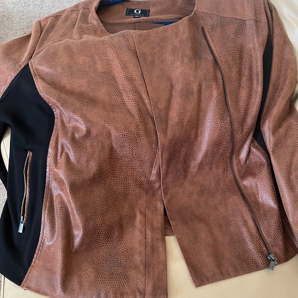 Brown leather coat